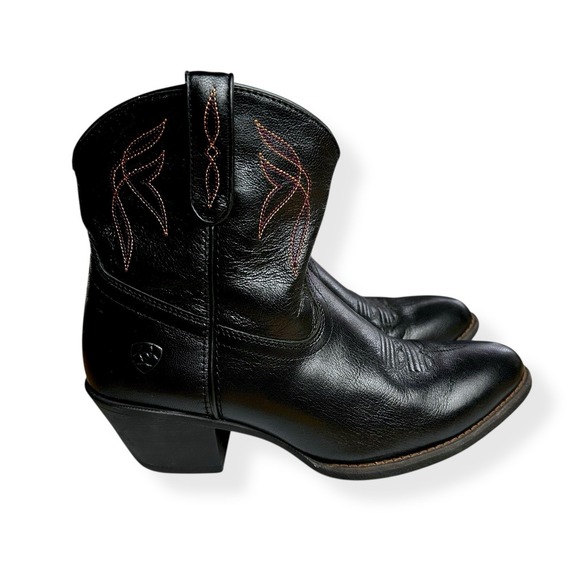 Ariat Darlin 7" Western Boots Women's Leather Ankle Cowgirl Boots Size 9B Black - Picture 1 of 16